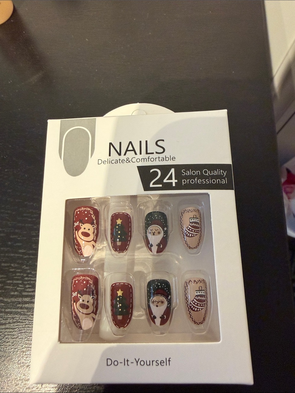 24-Piece Holiday Press-On Nails in Red, Green, Cream